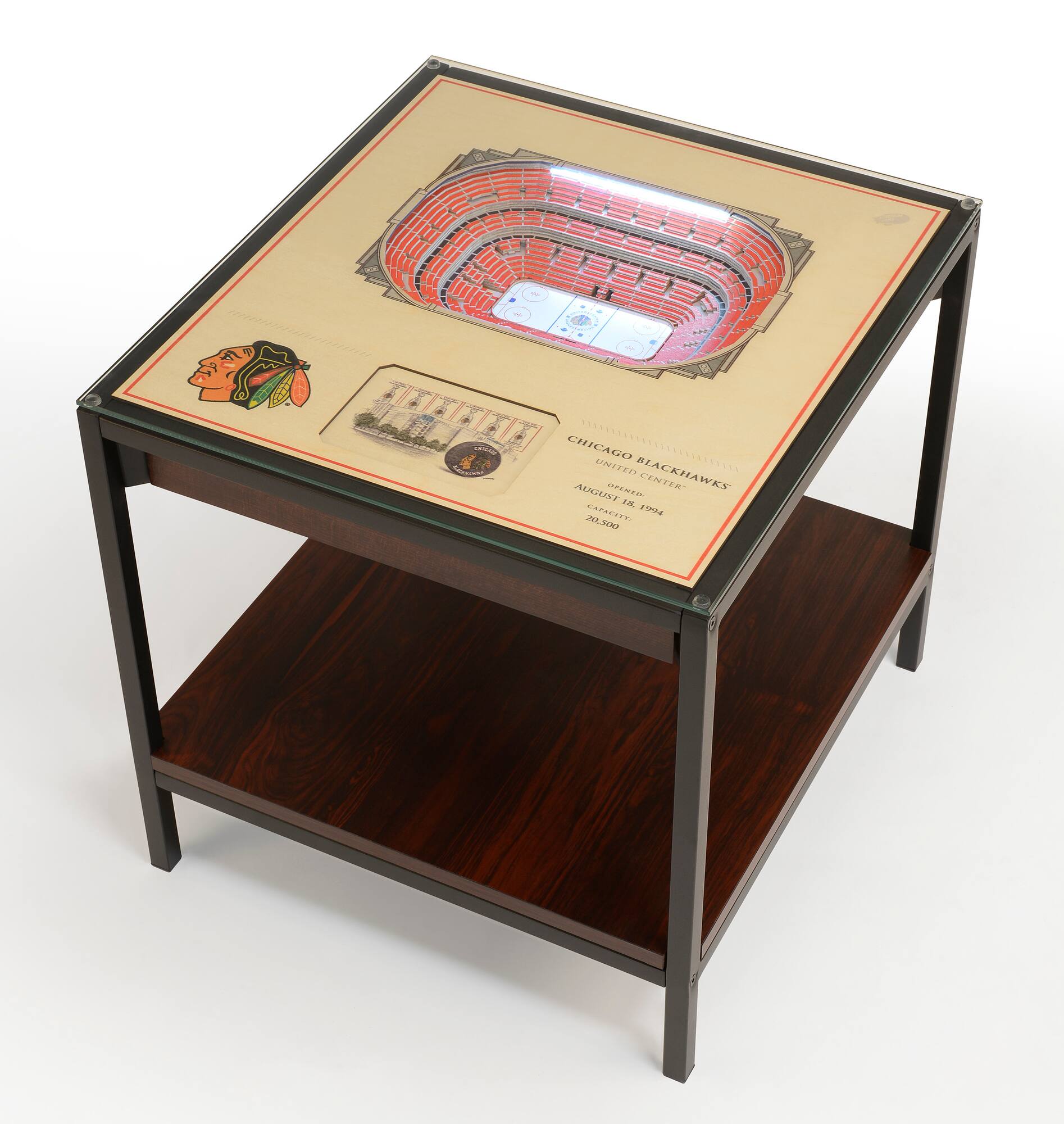 23" Chicago Blackhawks 25-Layer StadiumViews Lighted End Table